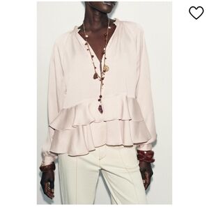 ZARA Women's Blush Ruffle Blouse